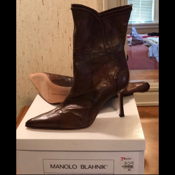 NWB Manolo Blahnik patchwork boots - Picture 4 of 8